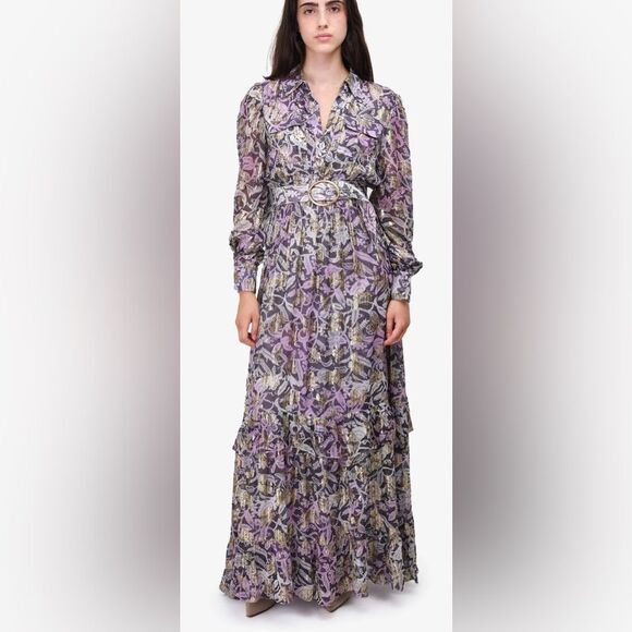 Rococo Sand viscose floral print / lurex maxi dress, S - Picture 3 of 16